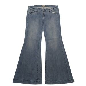 Y2K To The Max Mega Flare Jeans Womens 16 Stonewash Low Rise Wide Leg TM404278
